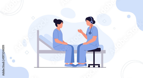 Doctor consulting patient in clinic, telemedicine, healthcare, medical consultation