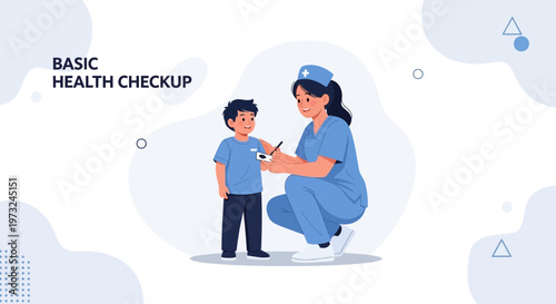 Nurse checks child's health, basic health checkup concept, medical examination