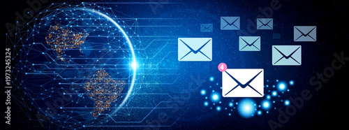 Cuadro en lienzo An email inbox with a new message notification alert