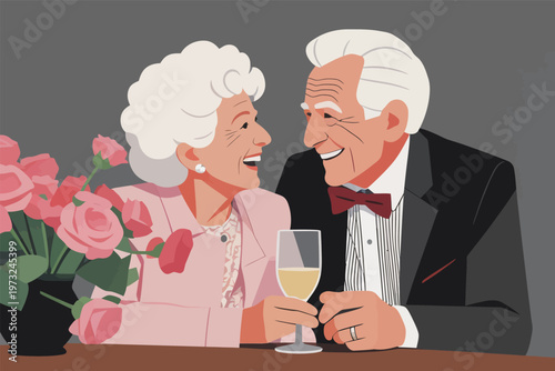 Senior Couple Enjoying Romantic Dinner Together