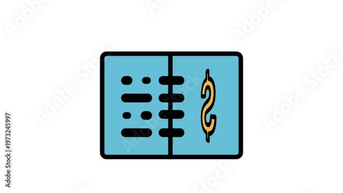 Animated medical notebook with dollar sign icon for healthcare costs, medical billing, and insurance financial.