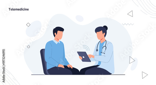 Telemedicine Consultation: Doctor and Patient Discussing Health Online via Tablet