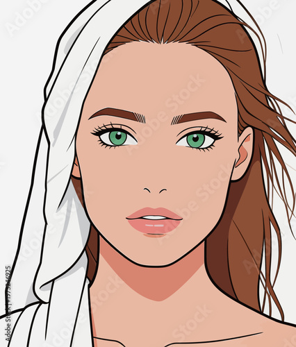 Portrait of Stylish Woman with White Towel