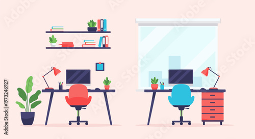 Modern Home Office Workspaces with Desks and Chairs 1.