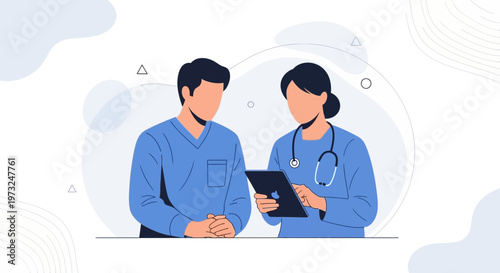 Doctor and patient discussing medical results on a tablet