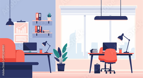 Modern Office Interior with Desks and Computers 4.