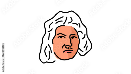 Jakob Bernoulli portrait, flat vector illustration