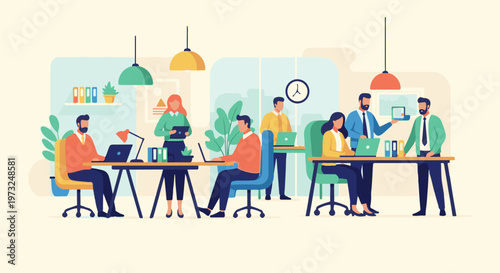 Diverse team collaborating in a modern openplan office environment 8.