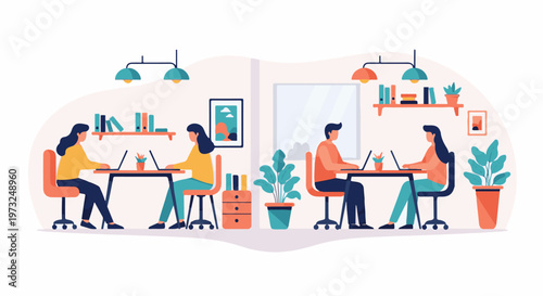 People working on laptops in a modern office setting 1.