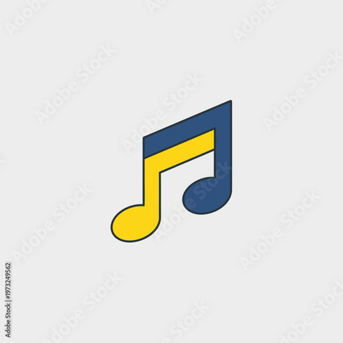 Colorful eighth note music symbol.