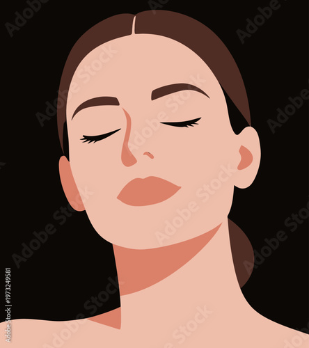 Illustration of a Relaxed Woman with Closed Eyes