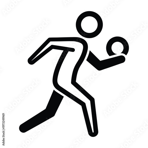 Iconic silhouette of a person throwing a ball with team sport with individual sport with sports icon with white background with black