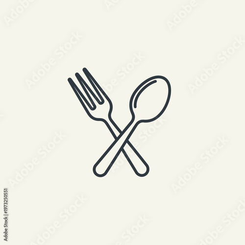 Crossed fork and spoon eating utensils.