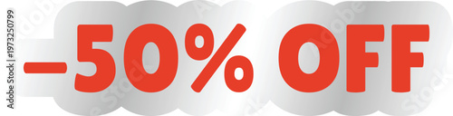 Massive discount promotion banner showing fifty percent off