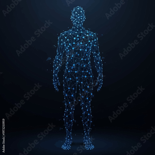 Digital human body made of dots.