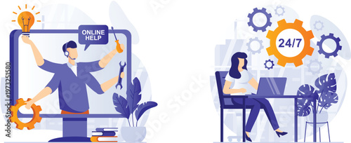 Support specialist providing 24/7 online technical assistance to a remote user