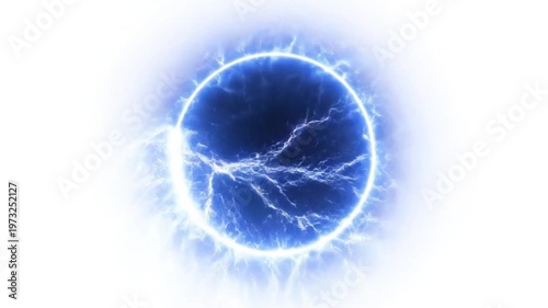Wallpaper Mural Glowing Blue Plasma Energy Ball with Electrical Discharges Animation on White Background Torontodigital.ca