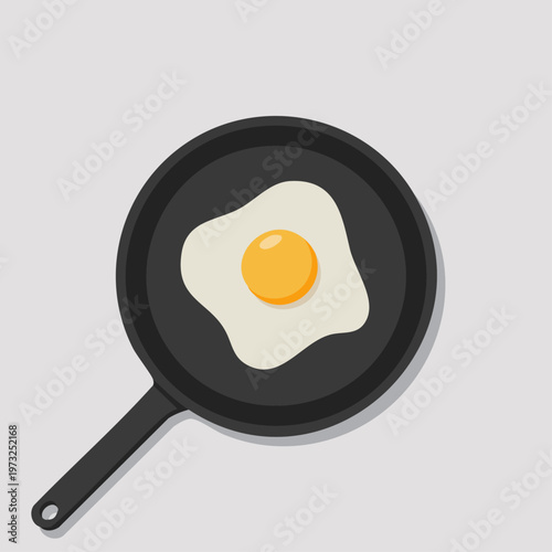 Fried egg in a pan.