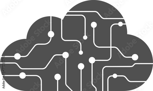 Cloud computing technology icon with circuit board pattern