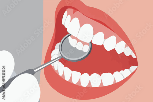 Dental Checkup with Mouth Mirror Illustration