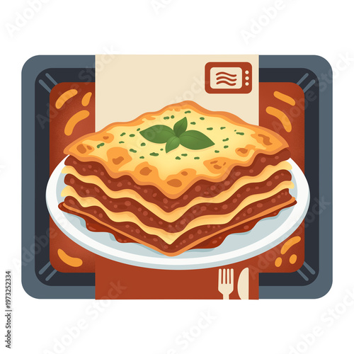 Foto Ready To Eat Lasagna In Microwaveable Packaging