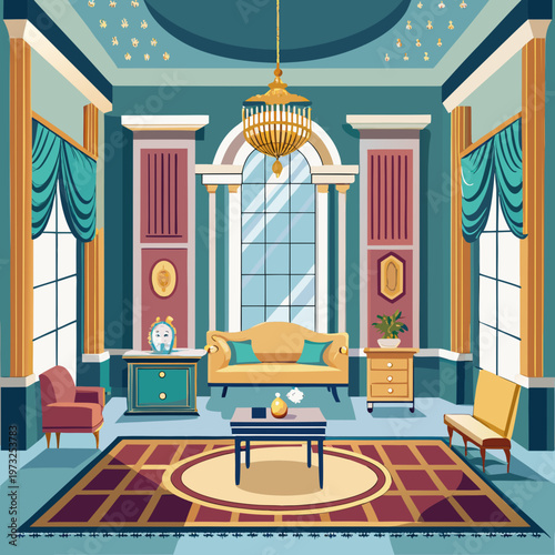 Classic Living Room Interior with Elegant Furniture