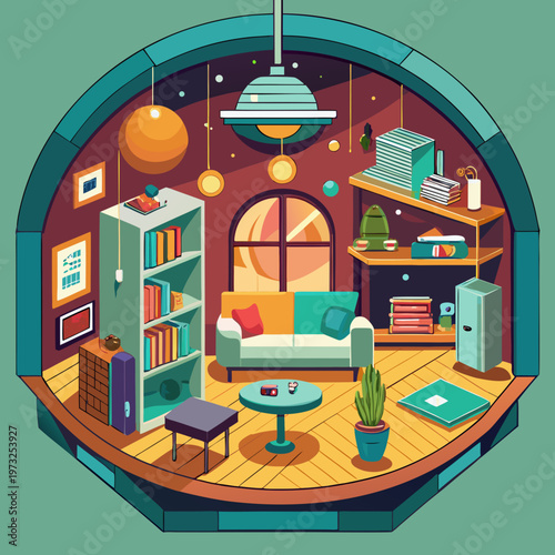 Cozy Modern Interior Room with Furniture and Window