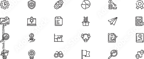 24 Business Growth and Financial Strategy Outline Icon Collection