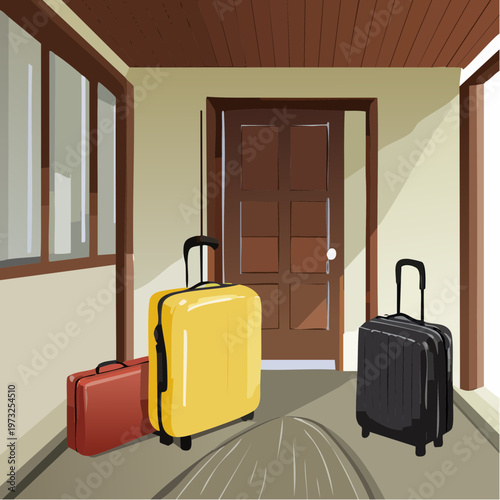 Three suitcases ready for travel.