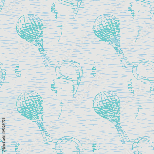 Tennis Racket Sketch Pattern.