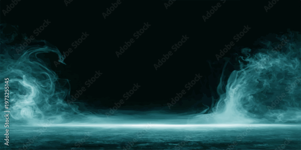 Fototapeta premium Abstract blue smoke and white water splash motion create a dark texture of fire and ice against a black background