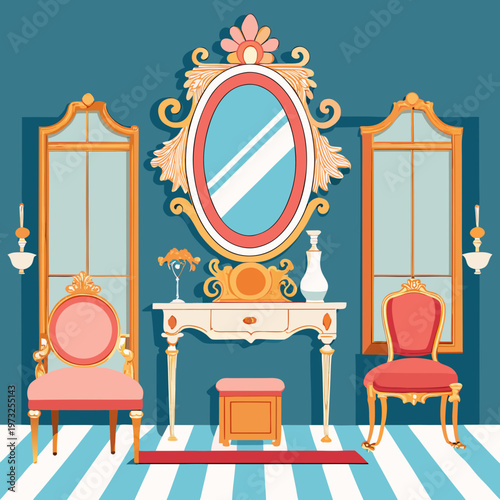 Ornate French Classic Interior Vanity Scene