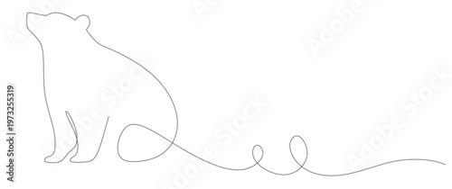continuous line art of a bear. vector illustration