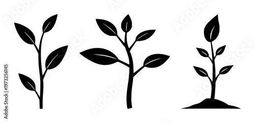 Financial growth plant sprout set with monoline icon design featuring financial, growth, plant with economic and prosperity