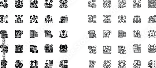50 Modern Professional Business Services and Workforce Management Outline and Solid Icon Set , Professional service Outline and Solid icon pack