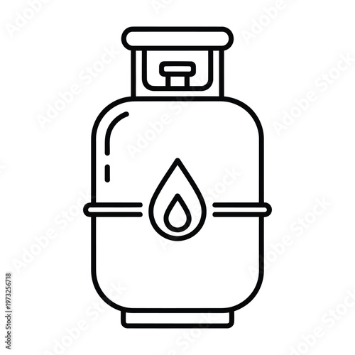 Gas cylinder with flame icon vector with line art with single color with energy source with fuel supply with liquefied petroleum gas