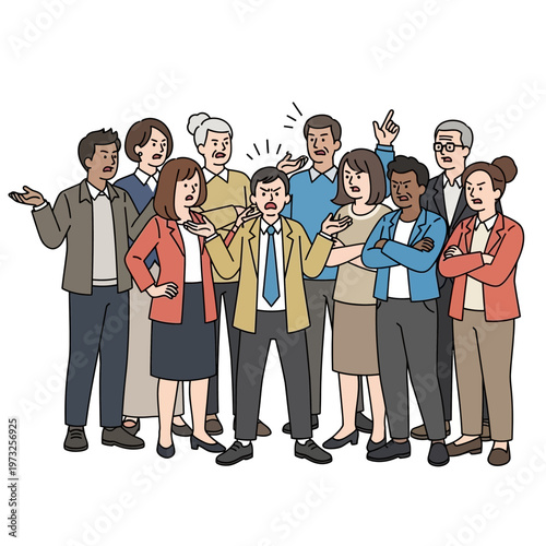 Angry Business People Arguing in Meeting, Conflict and Disagreement Concept