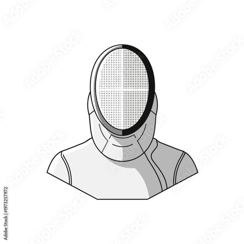 Fencing Mask and Uniform Illustration - Sports Combat Gear Icon
