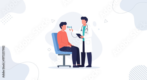 Doctor measuring patient's temperature with thermometer, medical checkup concept