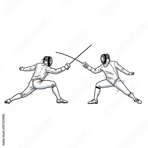 Two Fencers in Action
