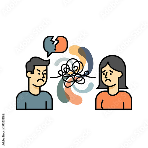 Couple Conflict Illustration - Communication Breakdown and Emotional Turmoil