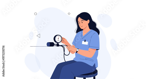 Nurse checking blood pressure with sphygmomanometer, medical checkup, healthcare concept