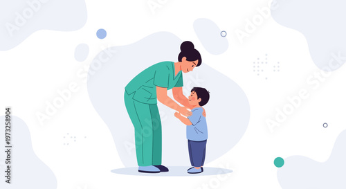 Nurse Helping Child, Healthcare Concept, Caring and Support