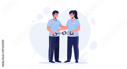 Physical Therapist Helping Patient With Resistance Band Exercise