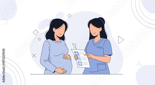 Pregnant Woman Consults Doctor or Nurse About Health Report