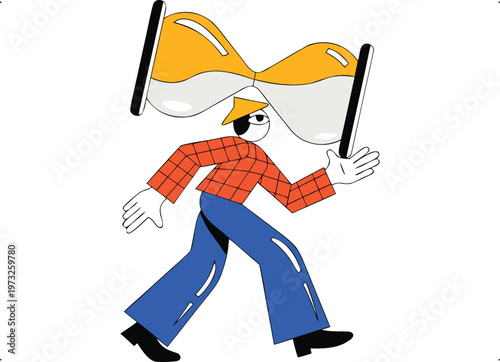 Person Carrying Hourglass Time Concept
