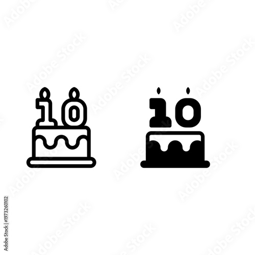 Number Candle Birthday Cake icon and illustration