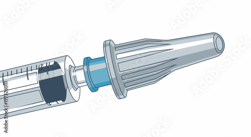 Medical Syringe with Nasal Spray Adapter Close-Up