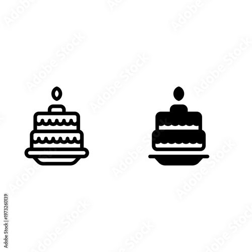 Minimalist Birthday Cake icon and illustration