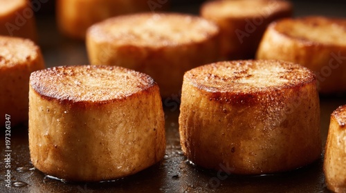 Deliciously Sliced Raw Taro Root Rounds Arranged on a Tray Ready for Frying